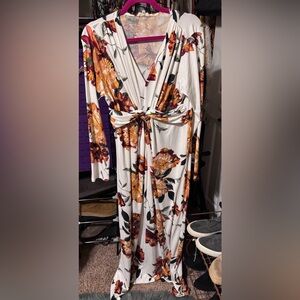 Sweet Lovely by Jen Floral Maxi Dress Size L Long Sleeveless V-Neck